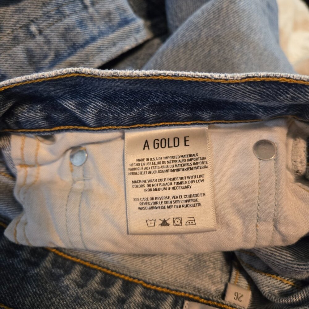 AGOLDE Women's 90s Jeans Mid Rise in Light Wash Loose Fit Distressed Straight - Picture 9 of 10